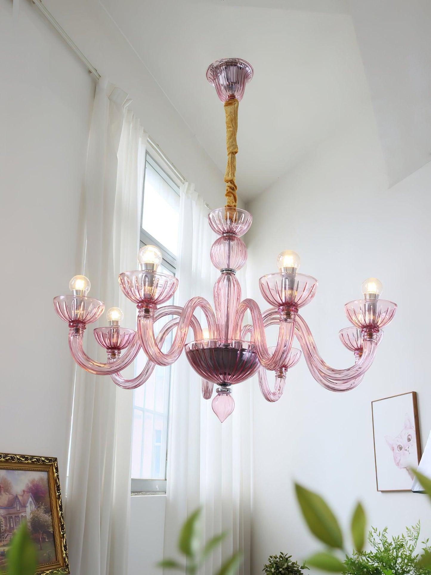 Ares Glass Chandelier - Elegant Design with Adjustable Height & LED Co