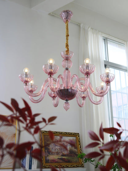 Ares Glass Chandelier - Elegant Design with Adjustable Height & LED Co
