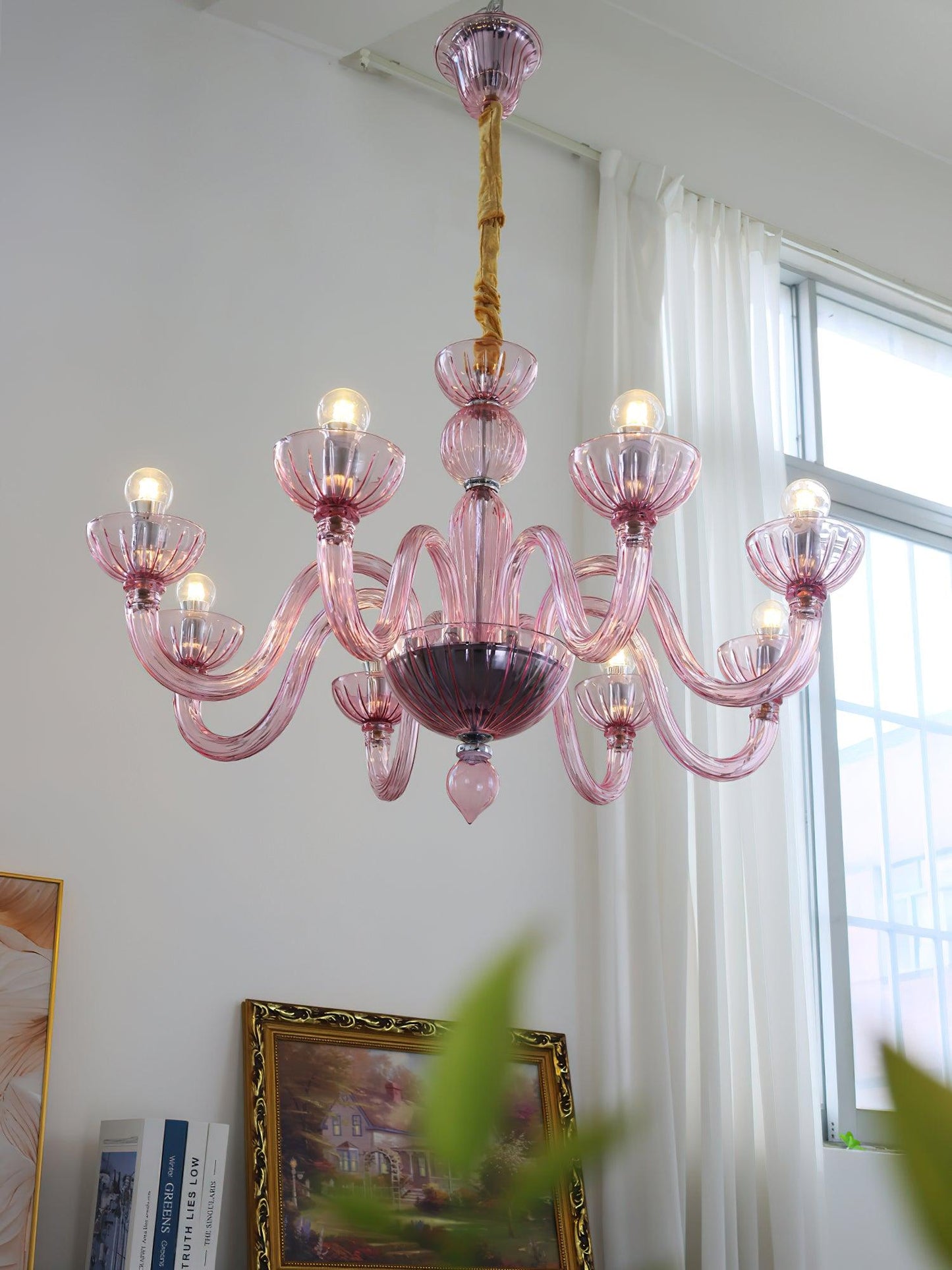 Ares Glass Chandelier - Elegant Design with Adjustable Height & LED Co