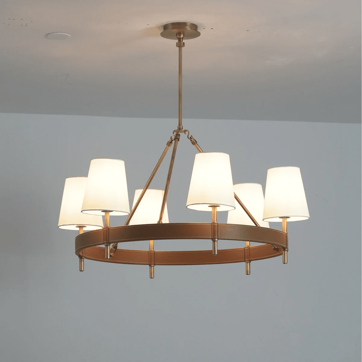 Arianna Leather Chandelier - Elegant Design with Adjustable Height & L