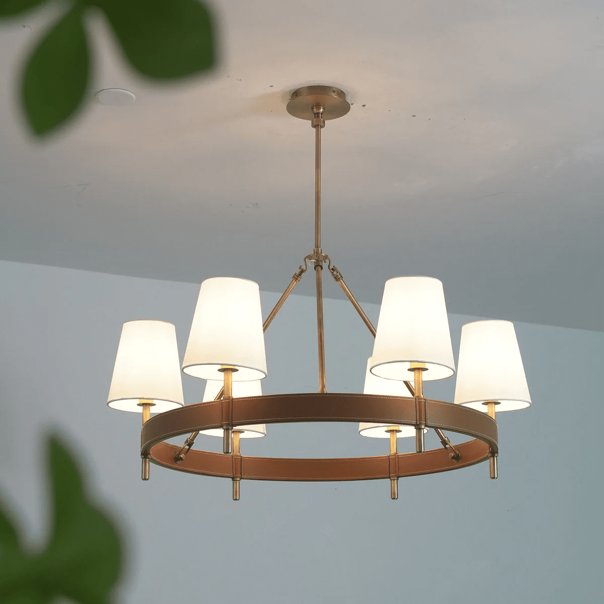 Arianna Leather Chandelier - Elegant Design with Adjustable Height & L