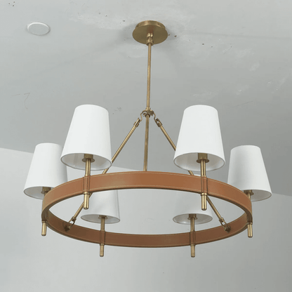 Arianna Leather Chandelier - Elegant Design with Adjustable Height & L