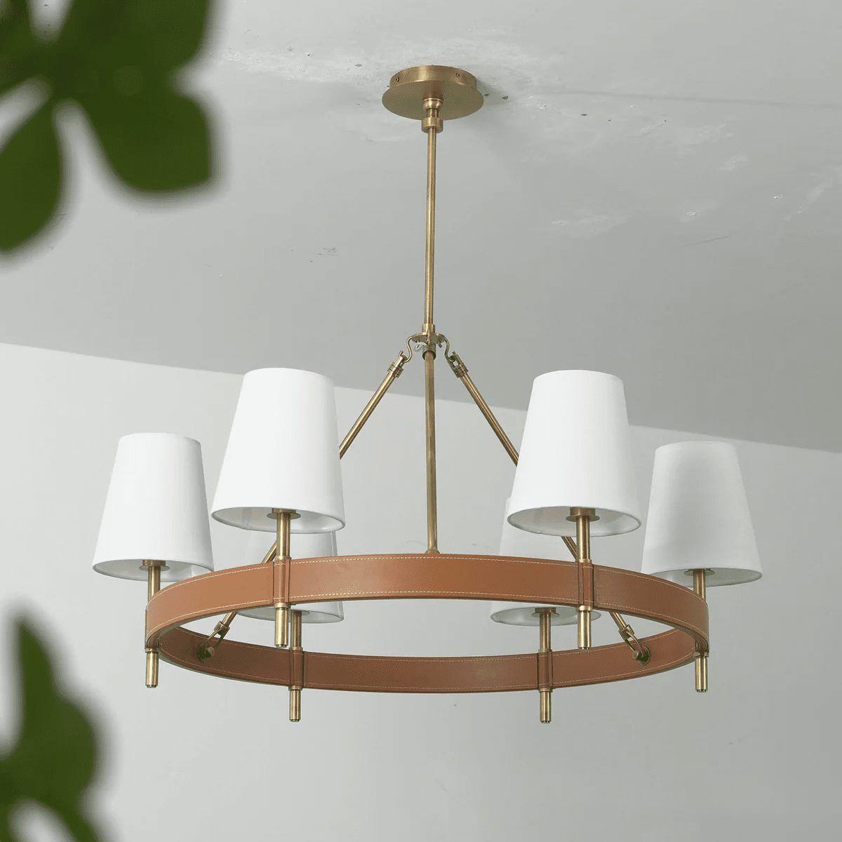 Arianna Leather Chandelier - Elegant Design with Adjustable Height & L