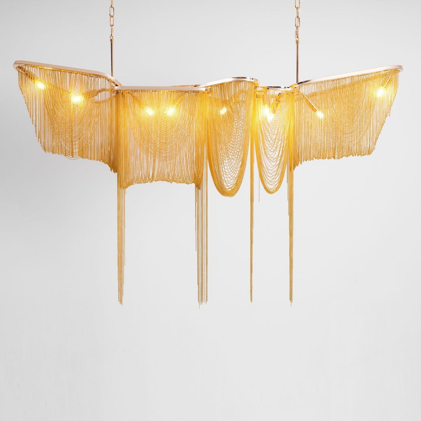 Elegant Ark Tassel Chandelier - Adjustable Height, Crystal Accents