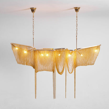 Elegant Ark Tassel Chandelier - Adjustable Height, Crystal Accents