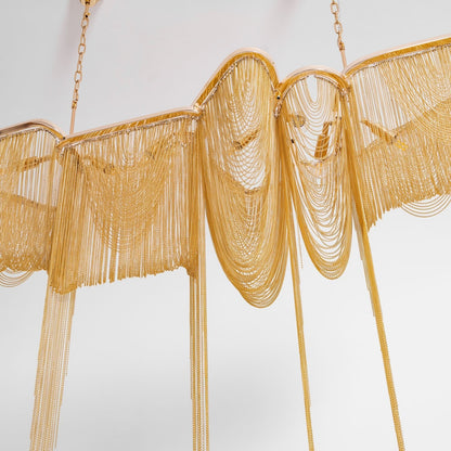 Elegant Ark Tassel Chandelier - Adjustable Height, Crystal Accents