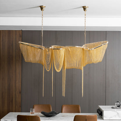 Elegant Ark Tassel Chandelier - Adjustable Height, Crystal Accents