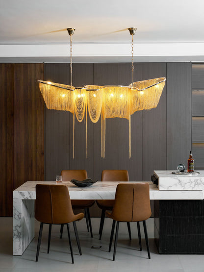 Elegant Ark Tassel Chandelier - Adjustable Height, Crystal Accents