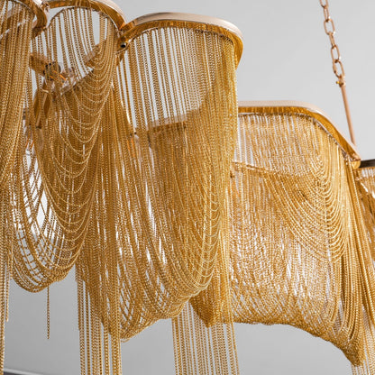Elegant Ark Tassel Chandelier - Adjustable Height, Crystal Accents
