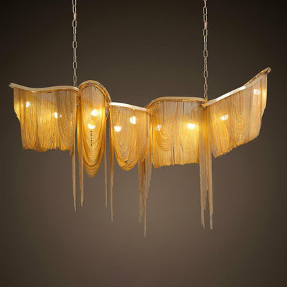 Elegant Ark Tassel Chandelier - Adjustable Height, Crystal Accents