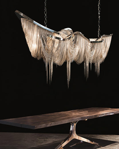 Elegant Ark Tassel Chandelier - Adjustable Height, Crystal Accents