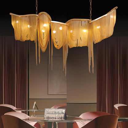Elegant Ark Tassel Chandelier - Adjustable Height, Crystal Accents