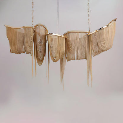 Elegant Ark Tassel Chandelier - Adjustable Height, Crystal Accents
