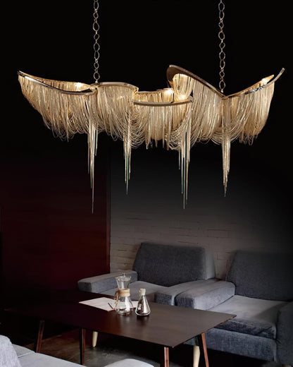 Elegant Ark Tassel Chandelier - Adjustable Height, Crystal Accents