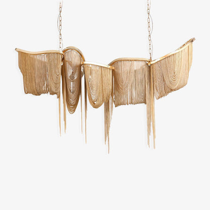 Elegant Ark Tassel Chandelier - Adjustable Height, Crystal Accents