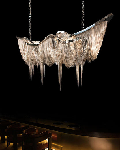 Elegant Ark Tassel Chandelier - Adjustable Height, Crystal Accents