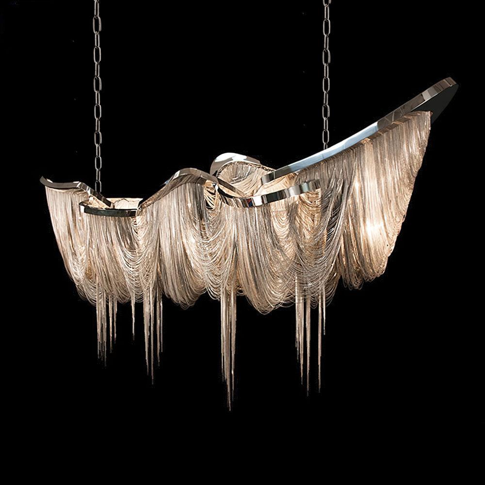 Elegant Ark Tassel Chandelier - Adjustable Height, Crystal Accents