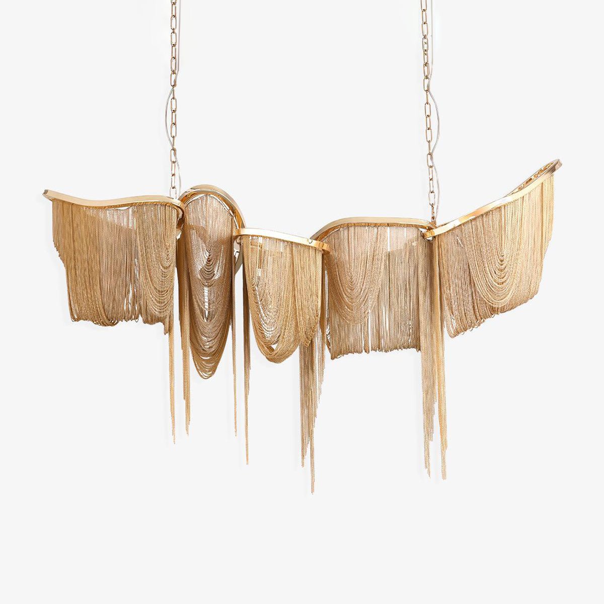 Elegant Ark Tassel Chandelier - Adjustable Height, Crystal Accents