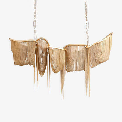 Elegant Ark Tassel Chandelier - Adjustable Height, Crystal Accents