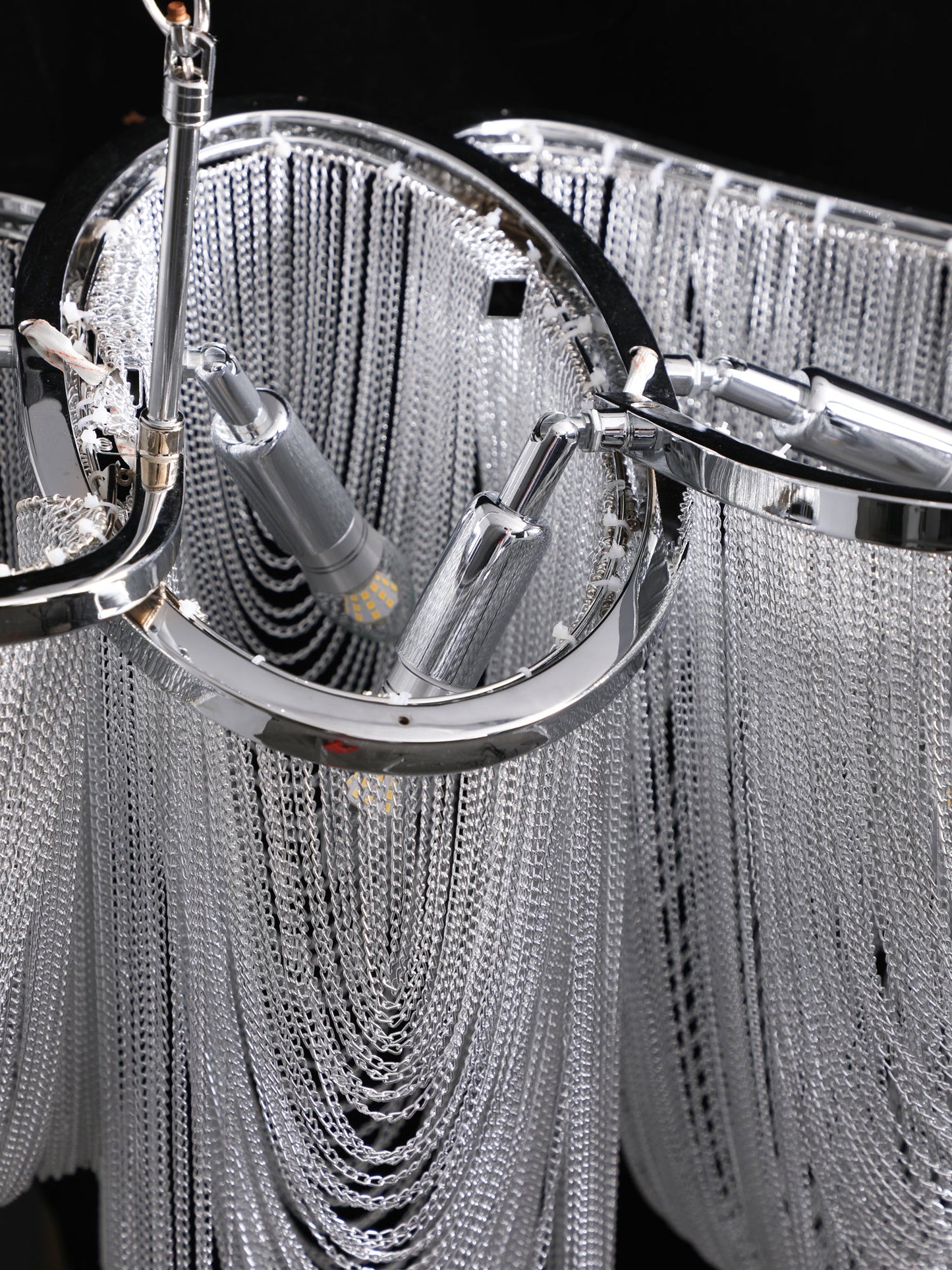 Elegant Ark Tassel Chandelier - Adjustable Height, Crystal Accents