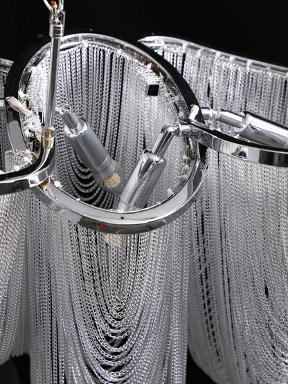 Elegant Ark Tassel Chandelier - Adjustable Height, Crystal Accents