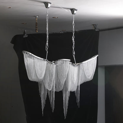 Elegant Ark Tassel Chandelier - Adjustable Height, Crystal Accents