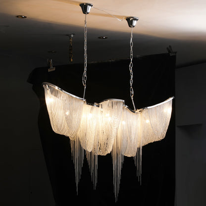 Elegant Ark Tassel Chandelier - Adjustable Height, Crystal Accents