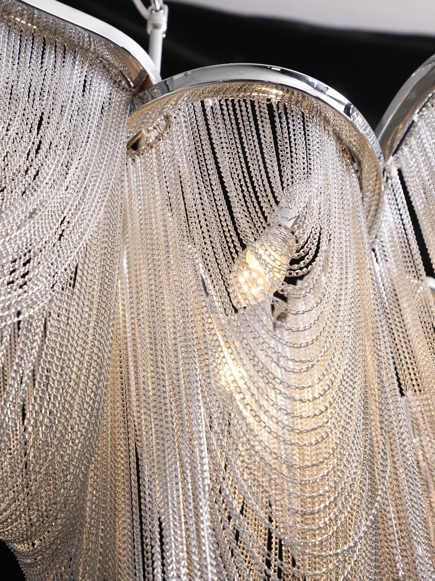Elegant Ark Tassel Chandelier - Adjustable Height, Crystal Accents