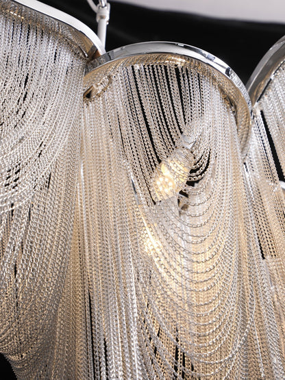 Elegant Ark Tassel Chandelier - Adjustable Height, Crystal Accents