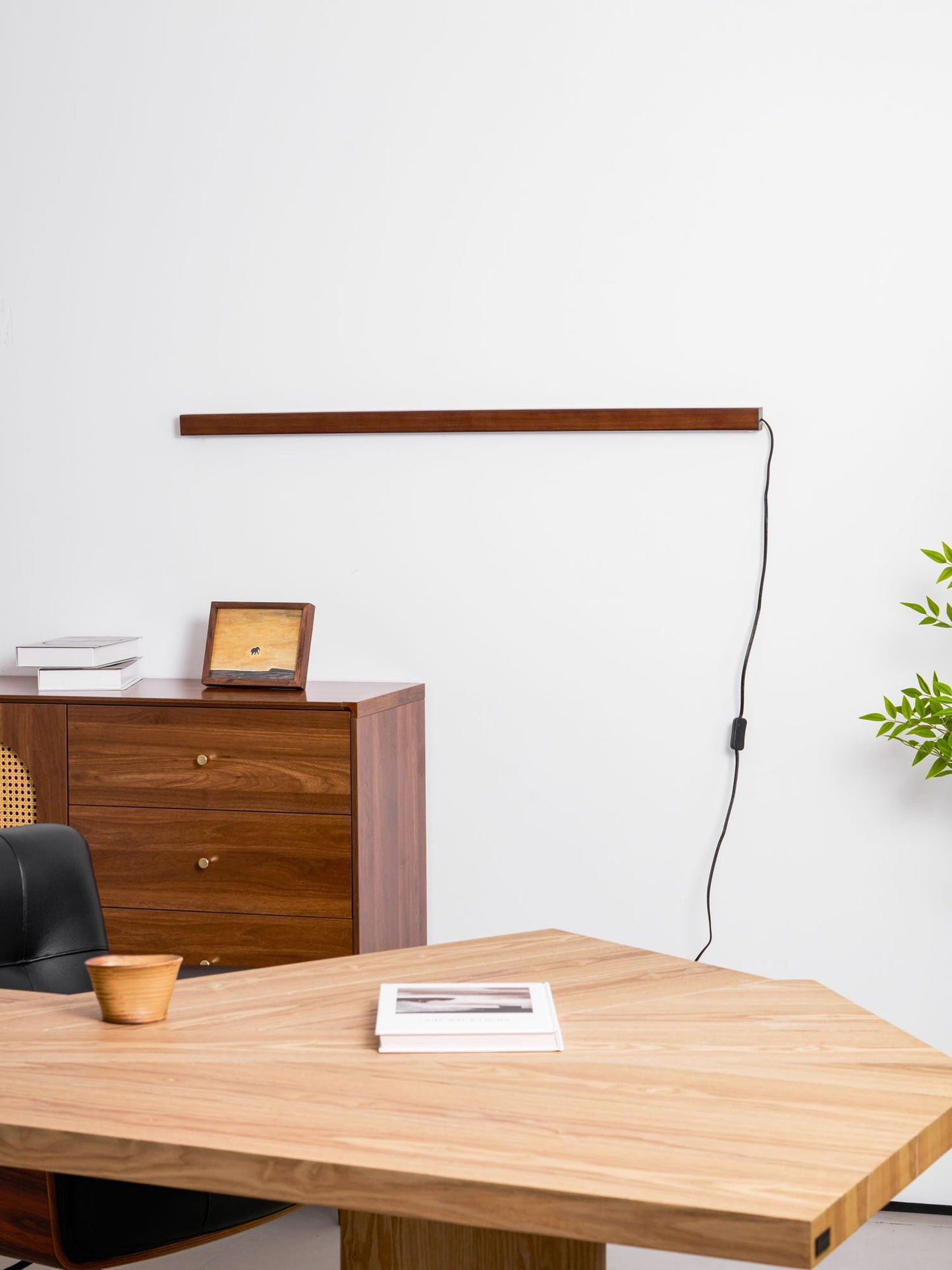 Arlo Linear Wood Plug-in Wall Light - Dimmable, Easy Installation