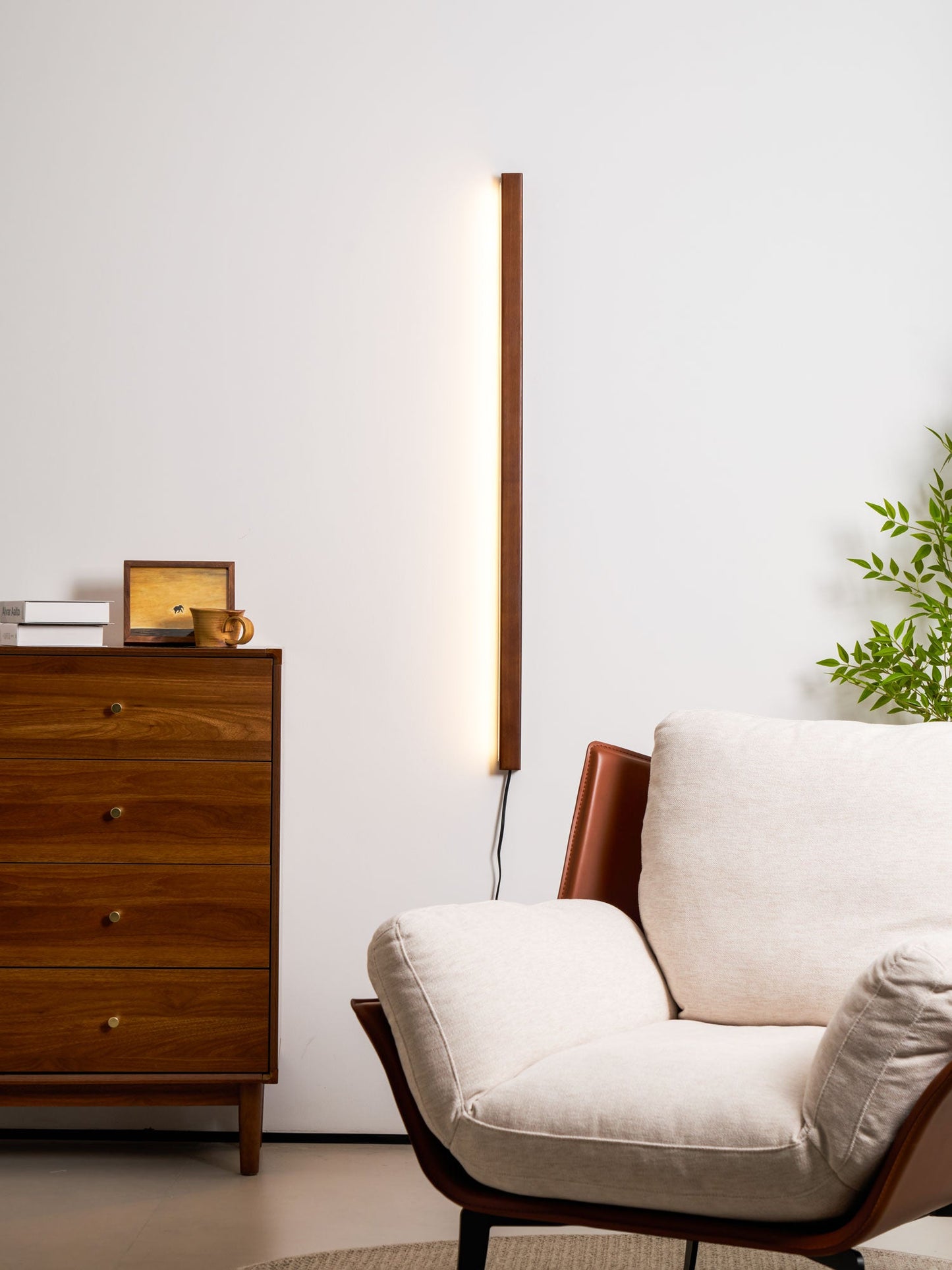 Arlo Linear Wood Plug-in Wall Light - Dimmable, Easy Installation