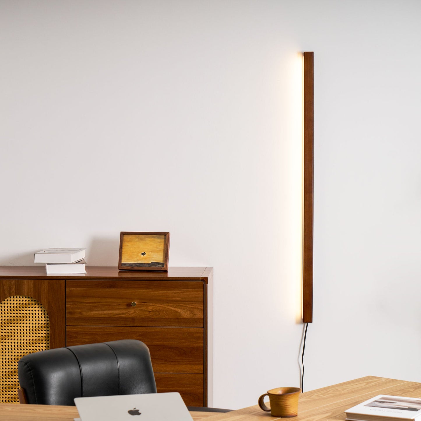 Arlo Linear Wood Plug-in Wall Light - Dimmable, Easy Installation