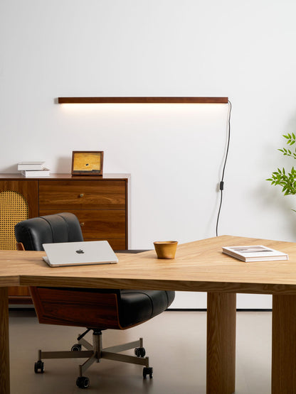 Arlo Linear Wood Plug-in Wall Light - Dimmable, Easy Installation