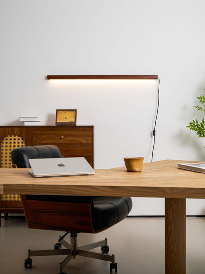 Arlo Linear Wood Plug-in Wall Light - Dimmable, Easy Installation