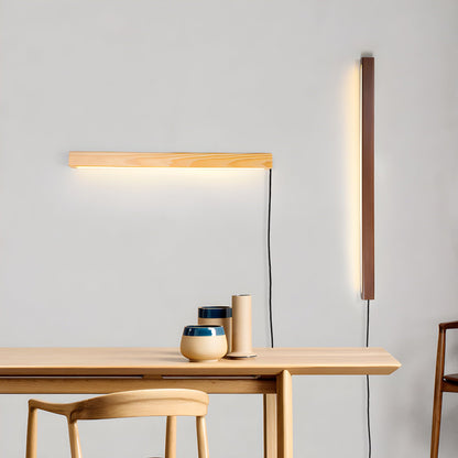 Arlo Linear Wood Plug-in Wall Light - Dimmable, Easy Installation
