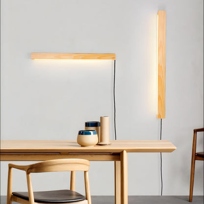 Arlo Linear Wood Plug-in Wall Light - Dimmable, Easy Installation