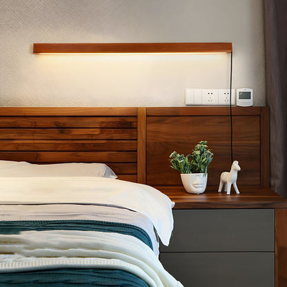 Arlo Linear Wood Plug-in Wall Light - Dimmable, Easy Installation