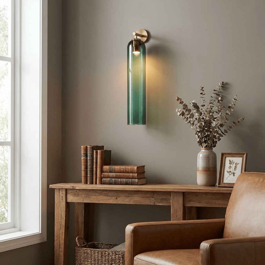 Elegant Art Glass Sconce with LED Lighting and Unique Design