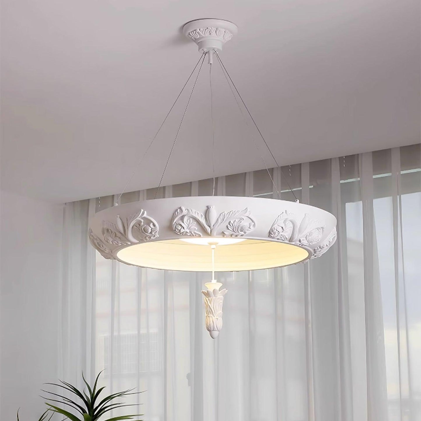 Elegant Artistic Carved Chandelier with Adjustable Brightness & Unique