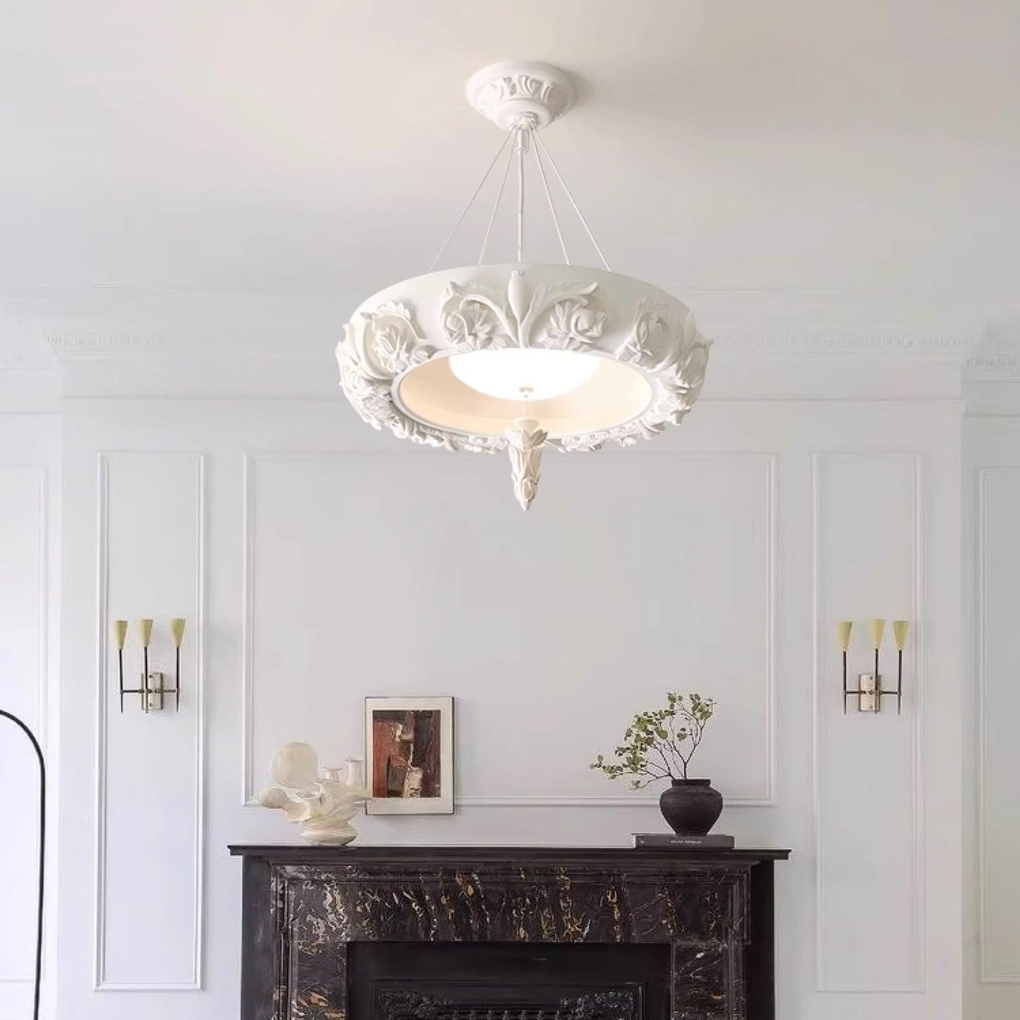 Elegant Artistic Carved Chandelier with Adjustable Brightness & Unique
