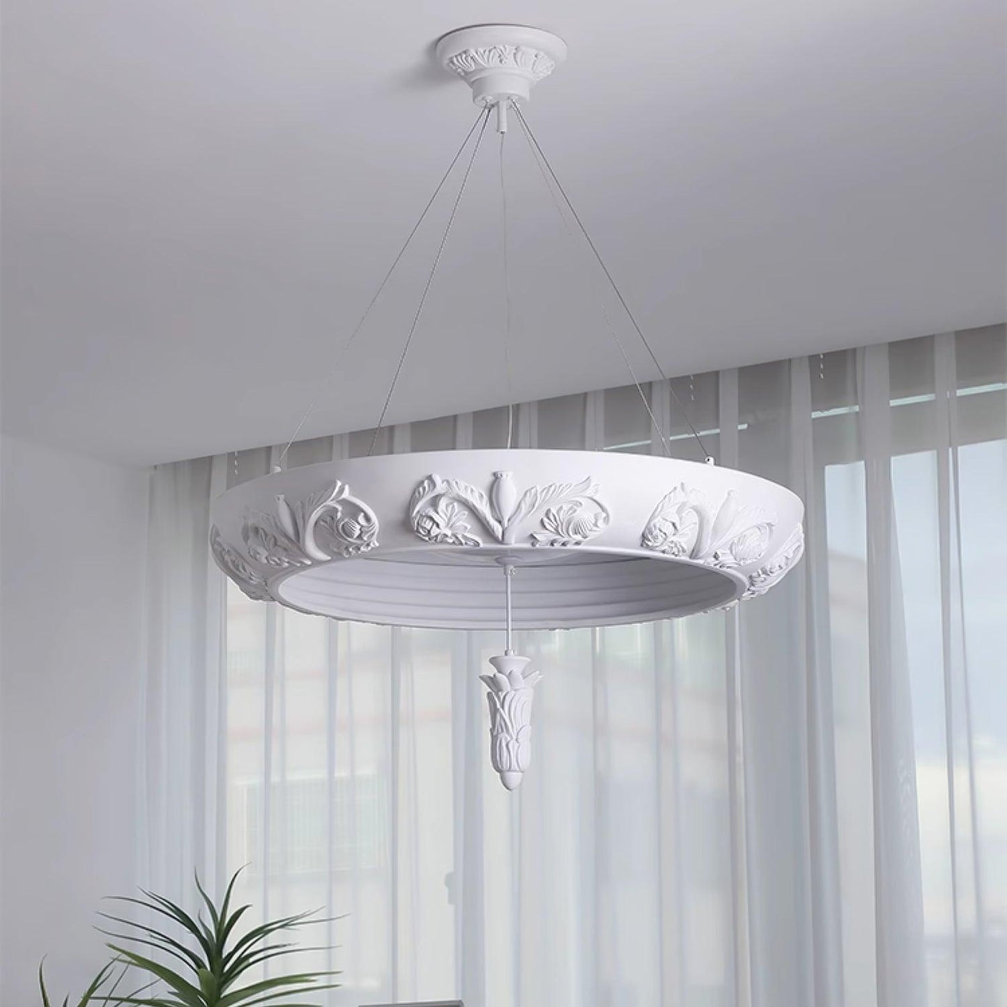 Elegant Artistic Carved Chandelier with Adjustable Brightness & Unique
