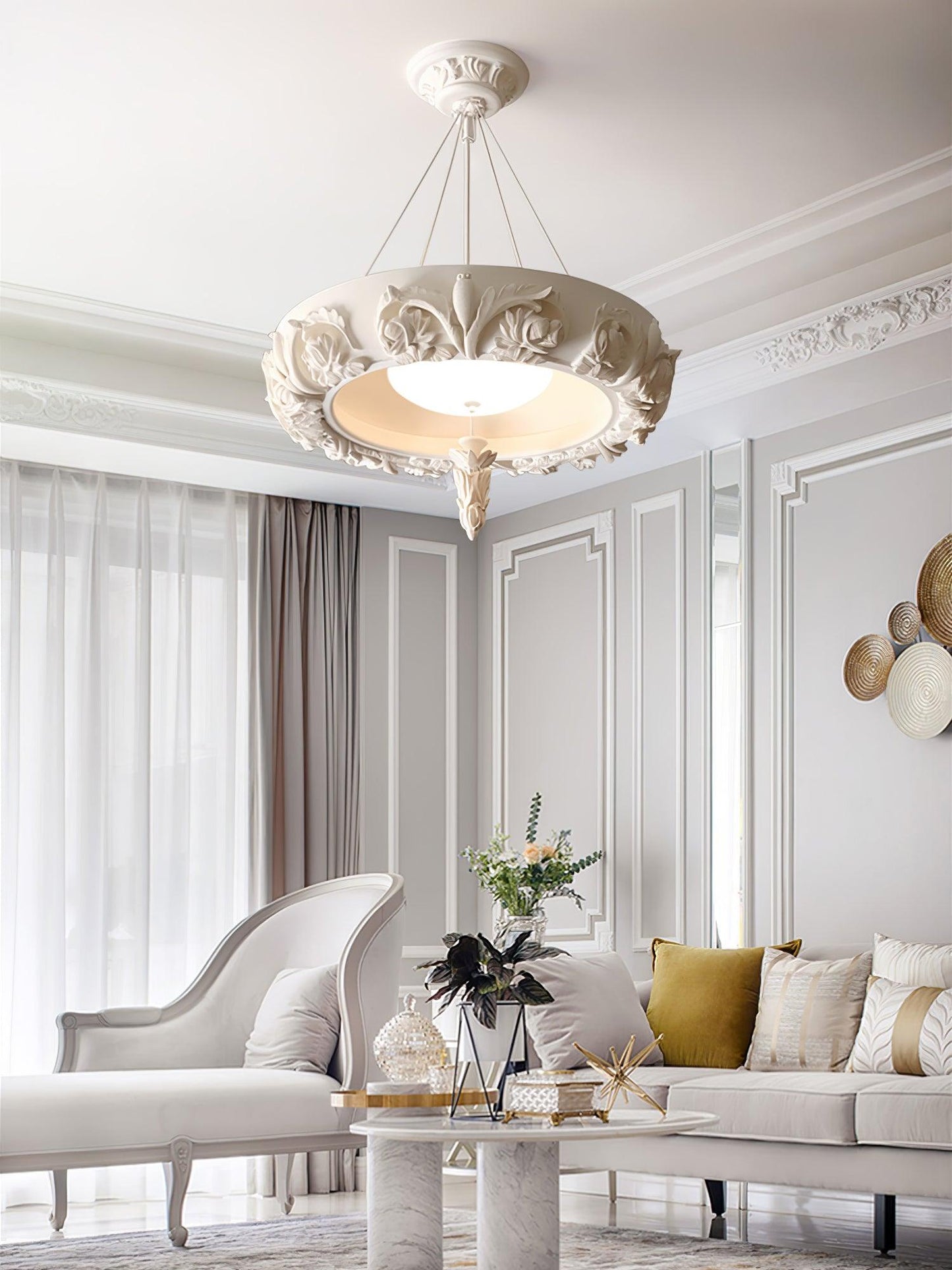 Elegant Artistic Carved Chandelier with Adjustable Brightness & Unique
