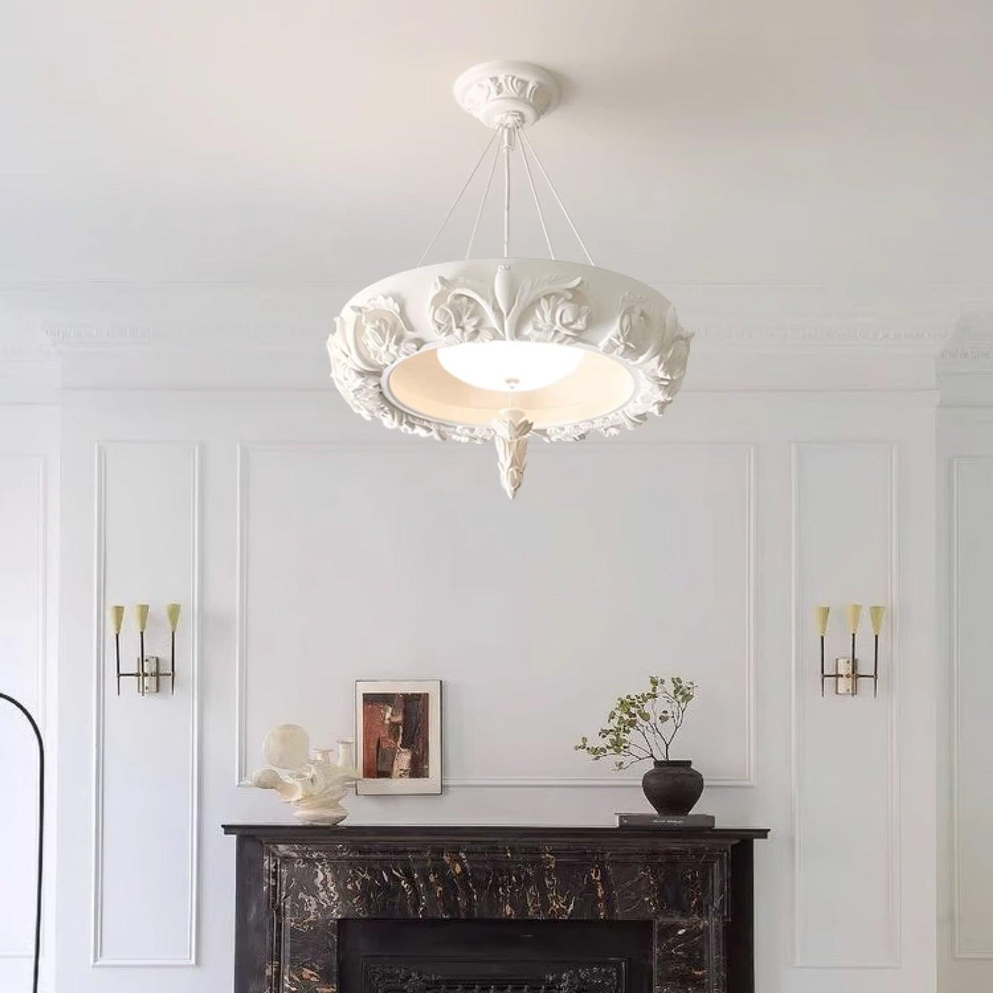 Elegant Artistic Carved Chandelier with Adjustable Brightness & Unique