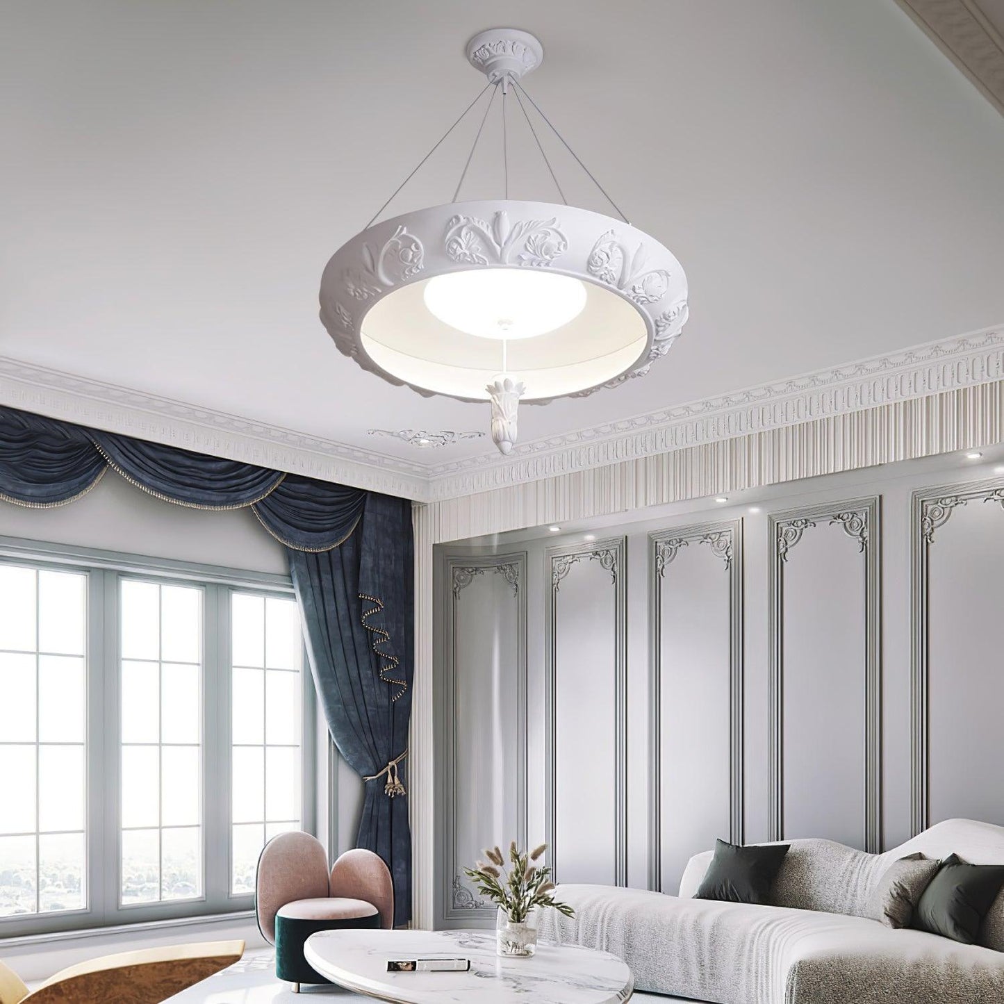 Elegant Artistic Carved Chandelier with Adjustable Brightness & Unique