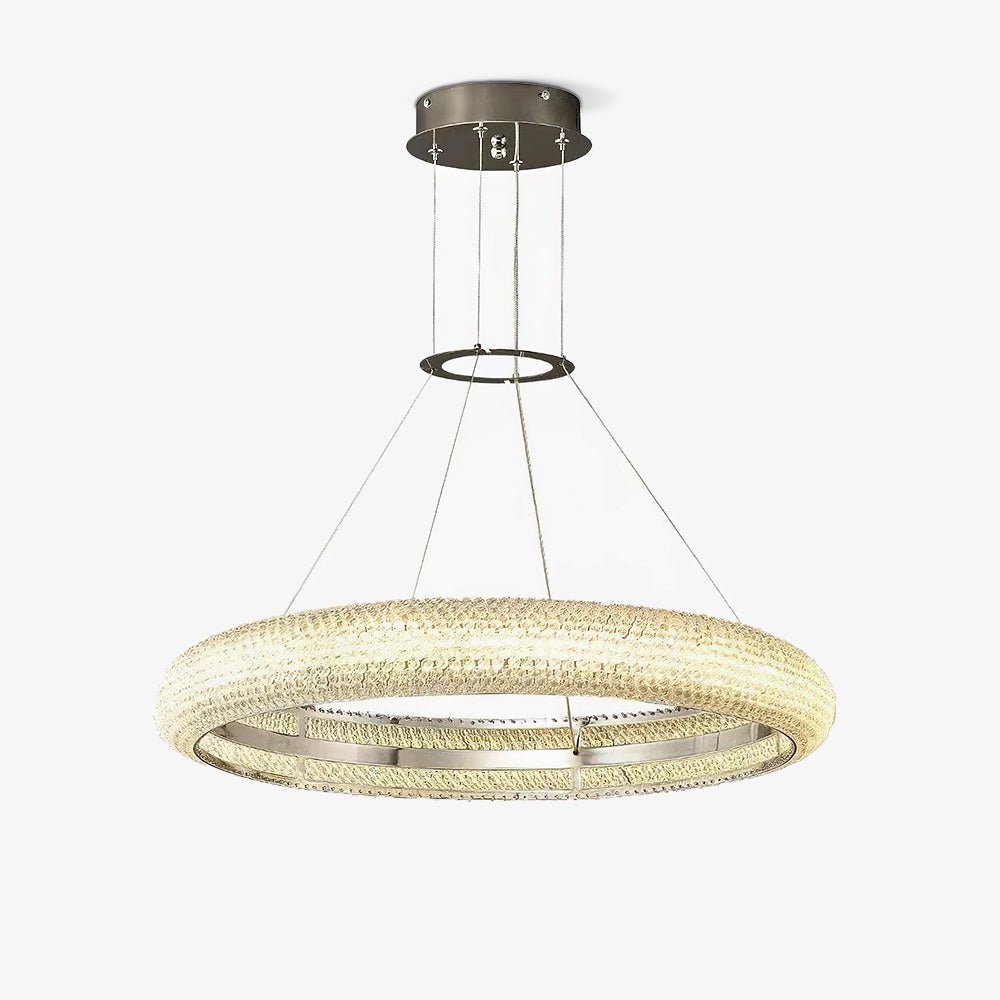 Asscher Ring Chandelier - Elegant Crystal Design with Adjustable Heigh