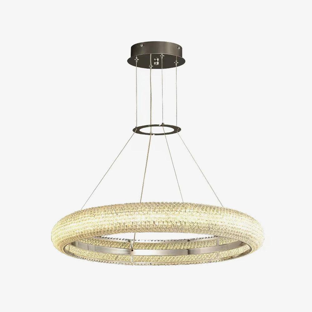 Asscher Ring Chandelier - Elegant Crystal Design with Adjustable Heigh