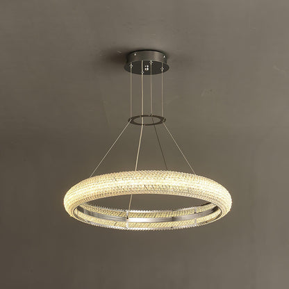 Asscher Ring Chandelier - Elegant Crystal Design with Adjustable Heigh