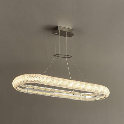 Asscher Ring Chandelier - Elegant Crystal Design with Adjustable Heigh