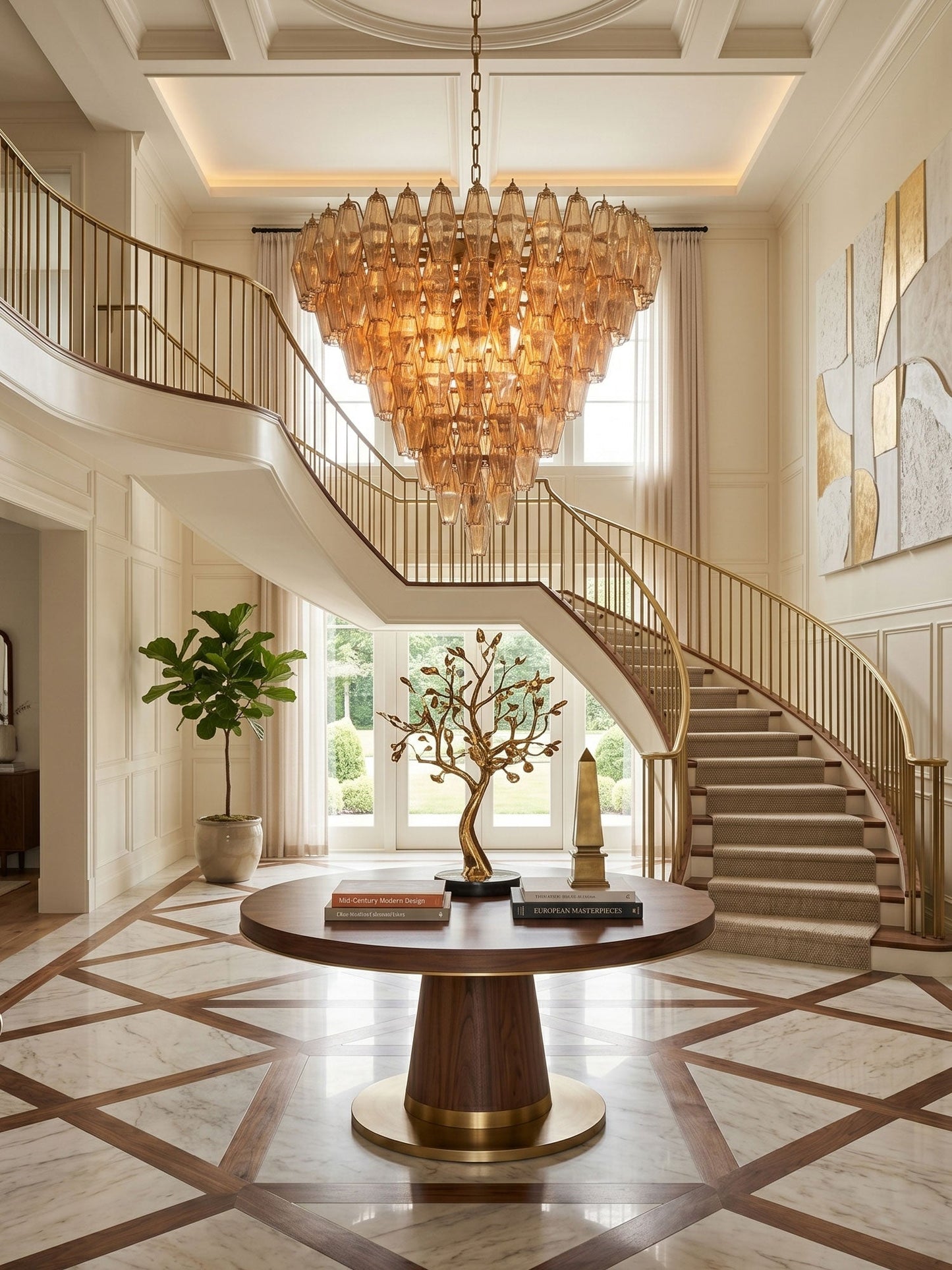Asti Glass Chandelier - Elegant Design with Adjustable Height & Crysta