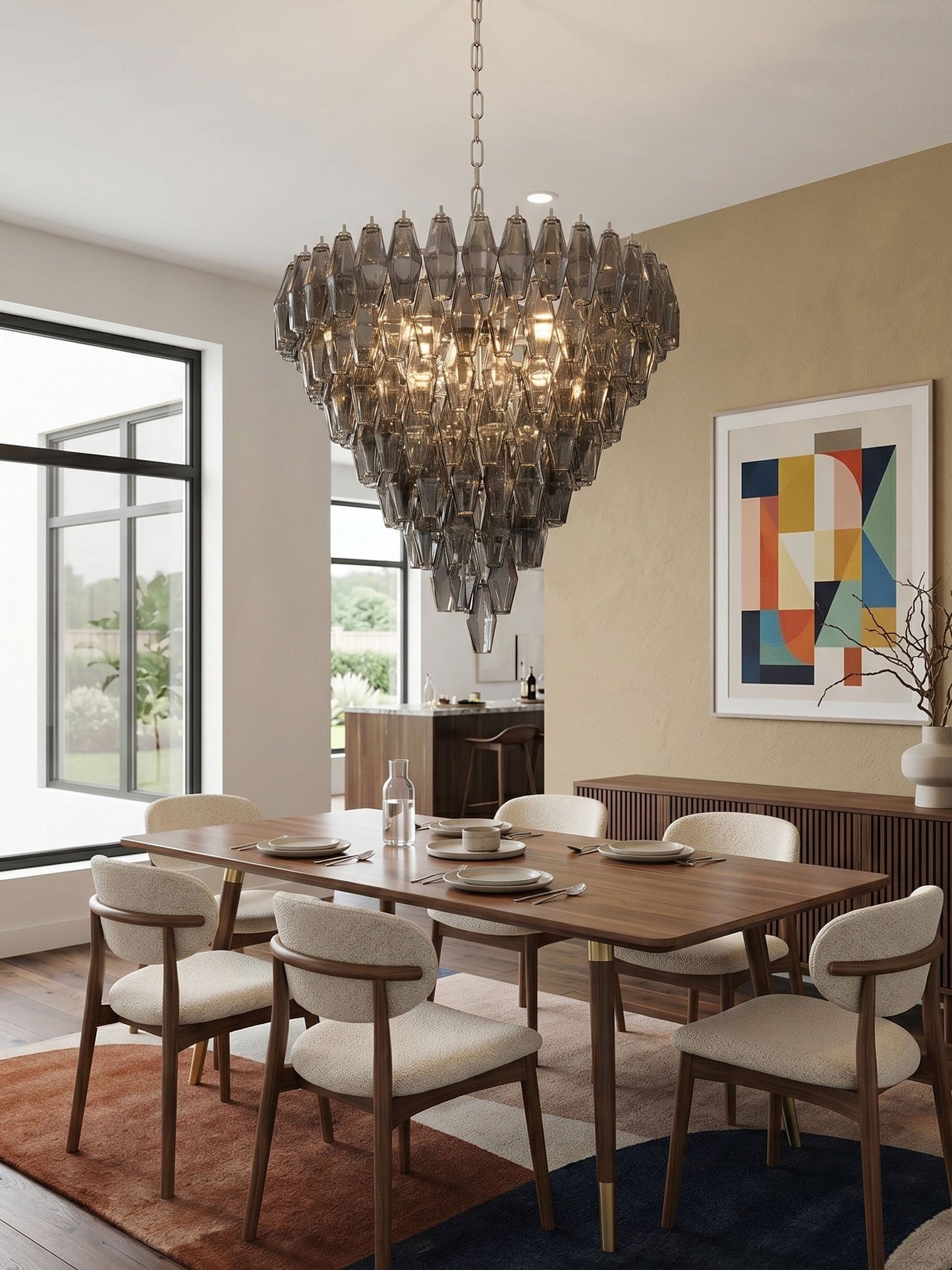 Asti Glass Chandelier - Elegant Design with Adjustable Height & Crysta